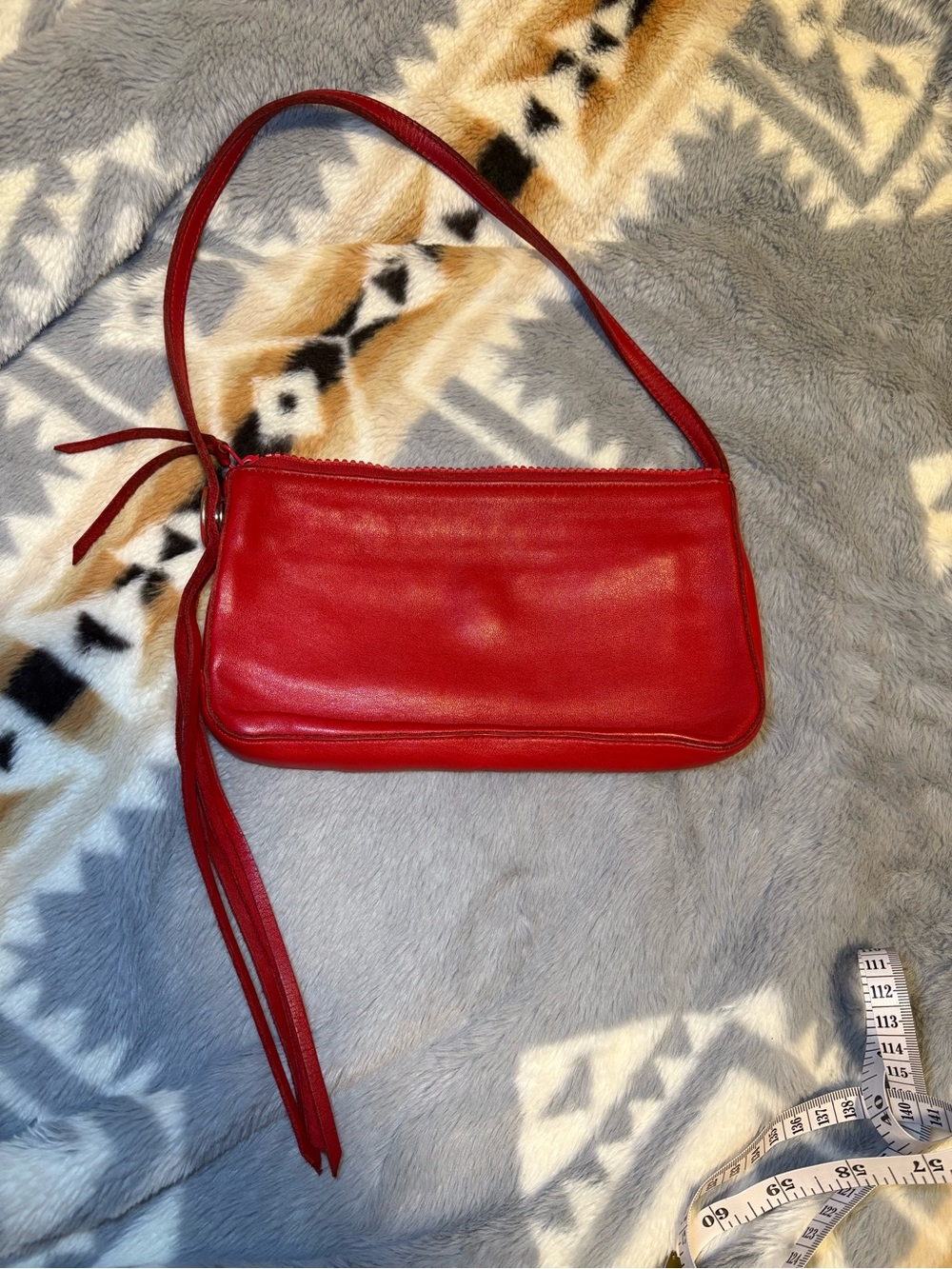 GAP Red Leather Shoulder Bag with Tassel